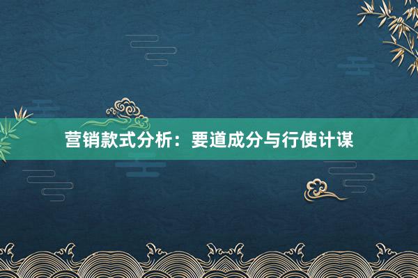 营销款式分析：要道成分与行使计谋